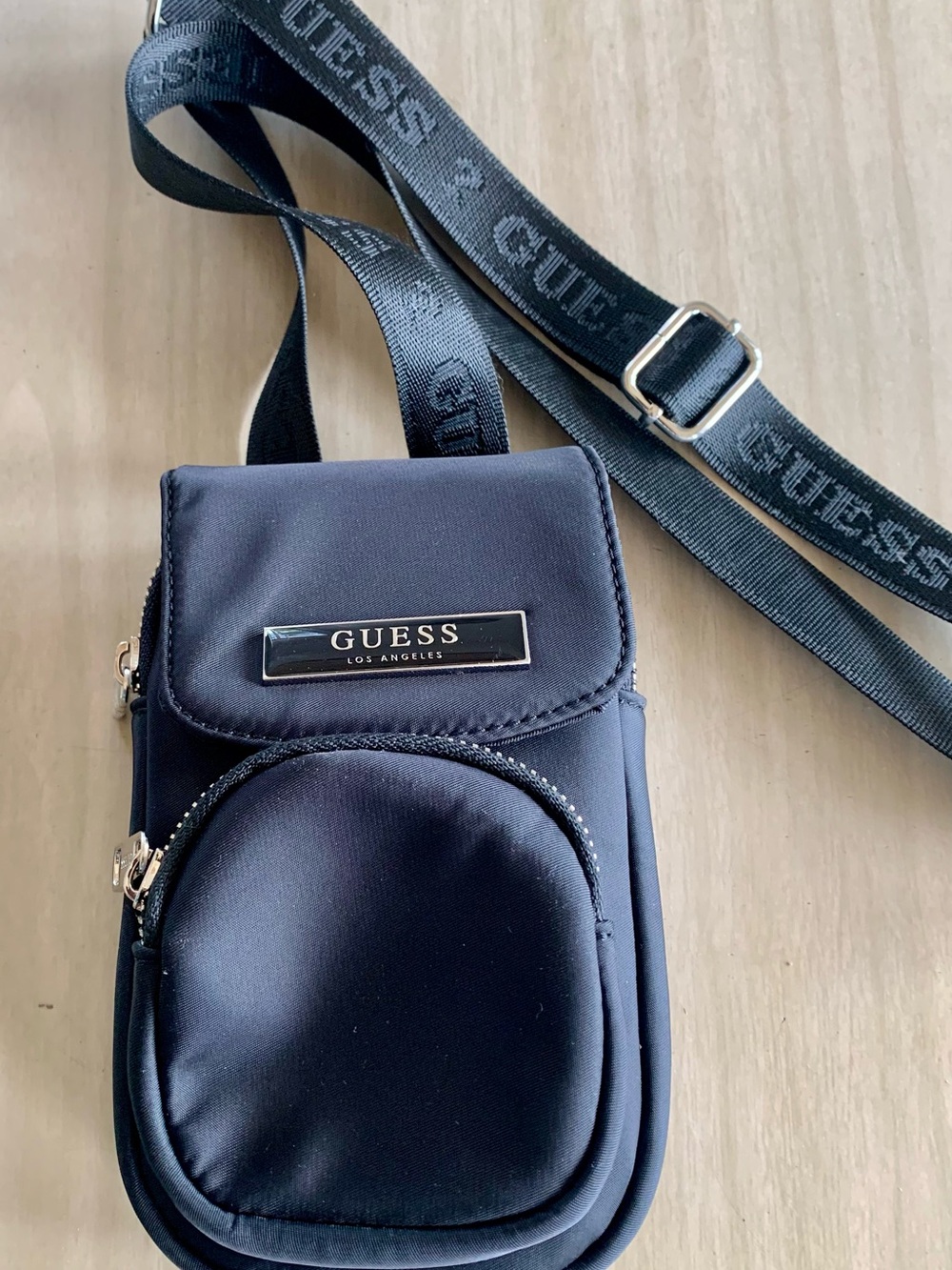 GUESS Black Crossbody Bag with Branded Strap